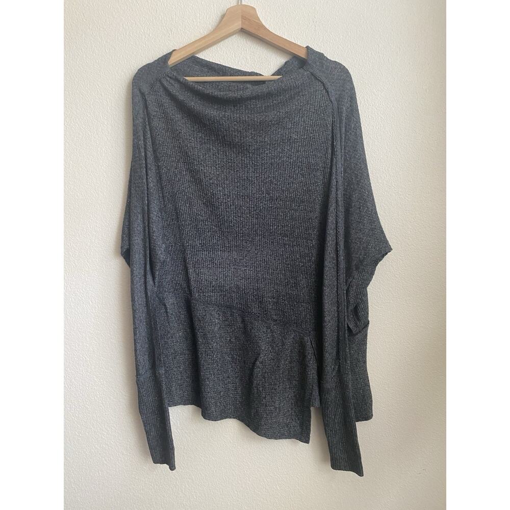 Free People Blouse Top Womens XS London Town Heather Gray Rubbed - Picture 2 of 6